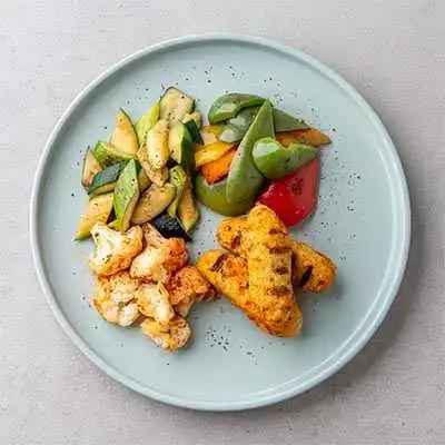 Lemon Garlic Fish Kebab with Chargrilled Vegetables
